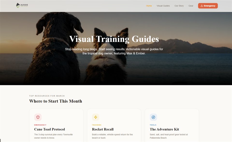 Aussie Dog Guide website homepage